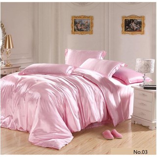 [HOT NHẤT]Bộ Chăn Drap Gối Phi Lụa Màu Hồng Mát Mịn
