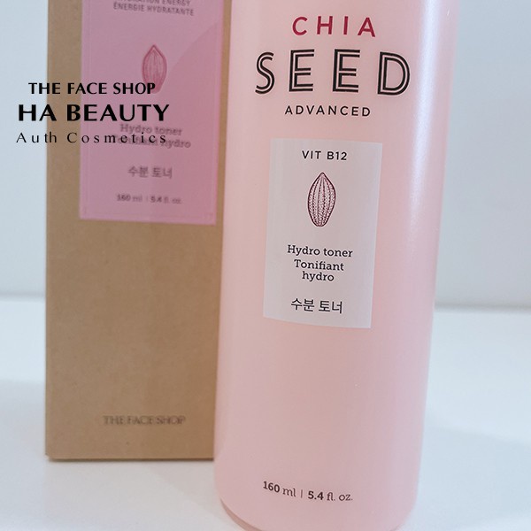 Nước hoa hồng dưỡng ẩm trắng da se khít lỗ chân lông chống lão hóa The Face Shop Chia Seed Advanced Hydro Toner 160ml