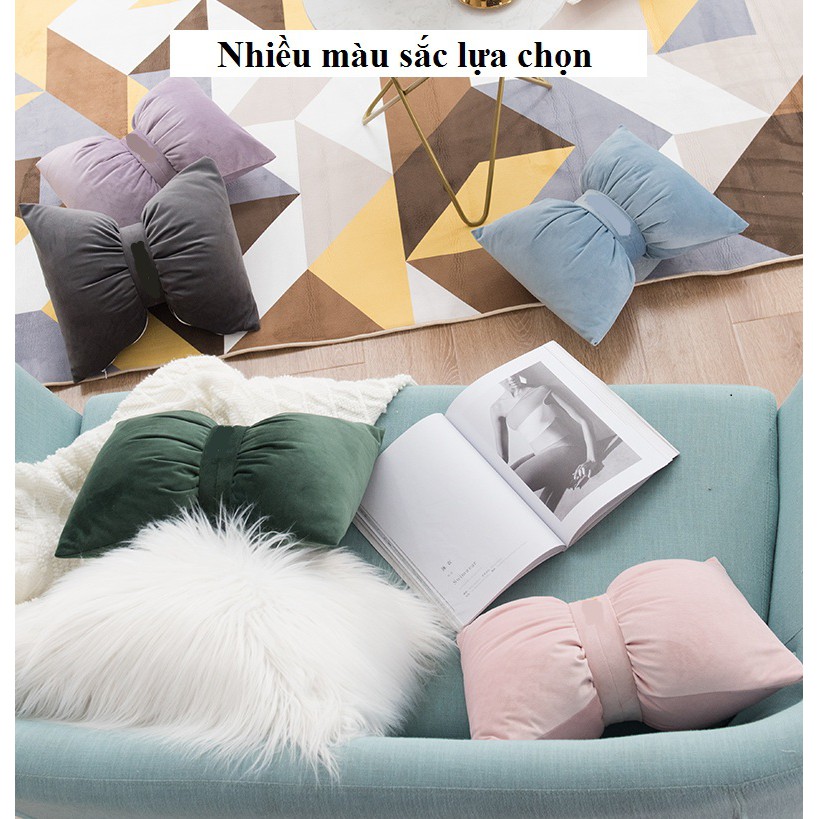 [Mã LIFE20KALL giảm 10% đơn 50K] Gối ôm, gối tựa lưng sofa cute hình cá tim sao nơ vải nhung lụa