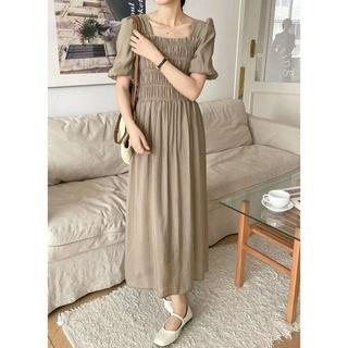 Đầm voan 2 lớp tay bồng phối nhún ngực freesize - Lyn's Closet
