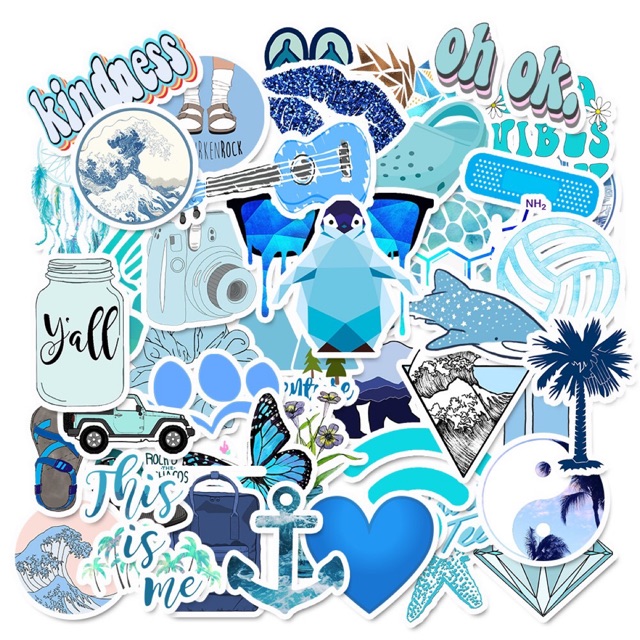 Sticker cute dán màu xanh mint trang trí chống thấm nước