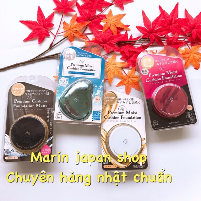 (Mới về,chuẩn bill Nhật) Phấn nước, phấn phủ 5 trong 1 Tiara Girl Premium Cushion Foundation Matte moisture Nhật Bản