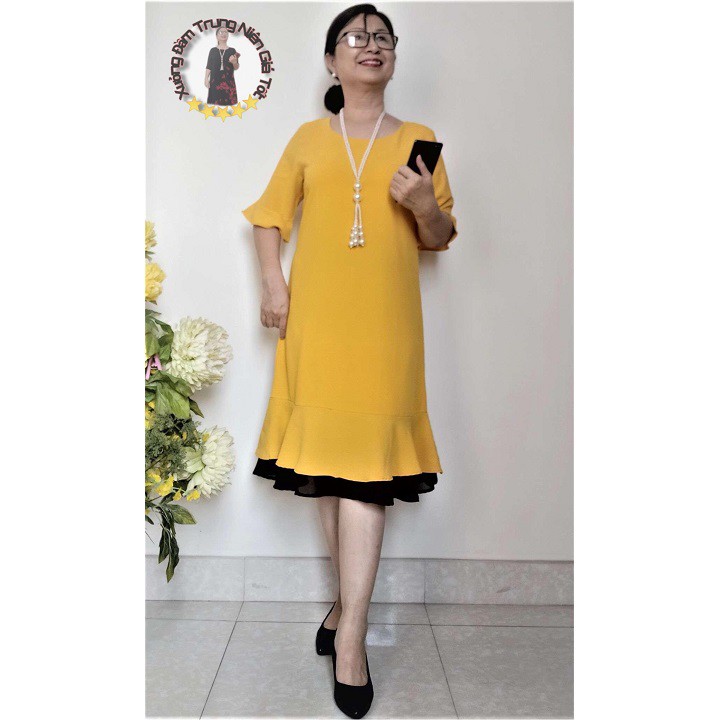 Váy Đầm Trung Niên Form Suông - Chất Lụa Mát - Chân Xòe - Size Từ 44KG - 80KG. | BigBuy360 - bigbuy360.vn