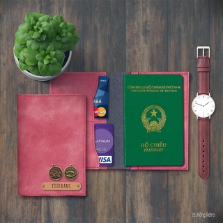 Vỏ Bọc Hộ Chiếu (Passport cover) Khắc Tên Gắn Charm Theo Yêu Cầu