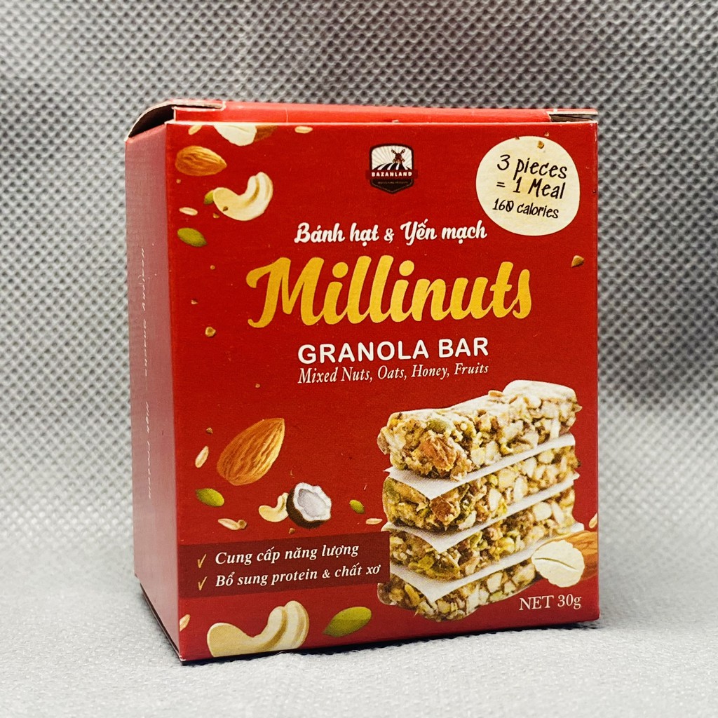 Thanh Ngũ Cốc Granola  Bánh Hạt và Yến Mạch Hộp 30g Ngon hơn thanh cơm gạo lứt sấy ngũ cốc HerbSlim chà bông rong biển