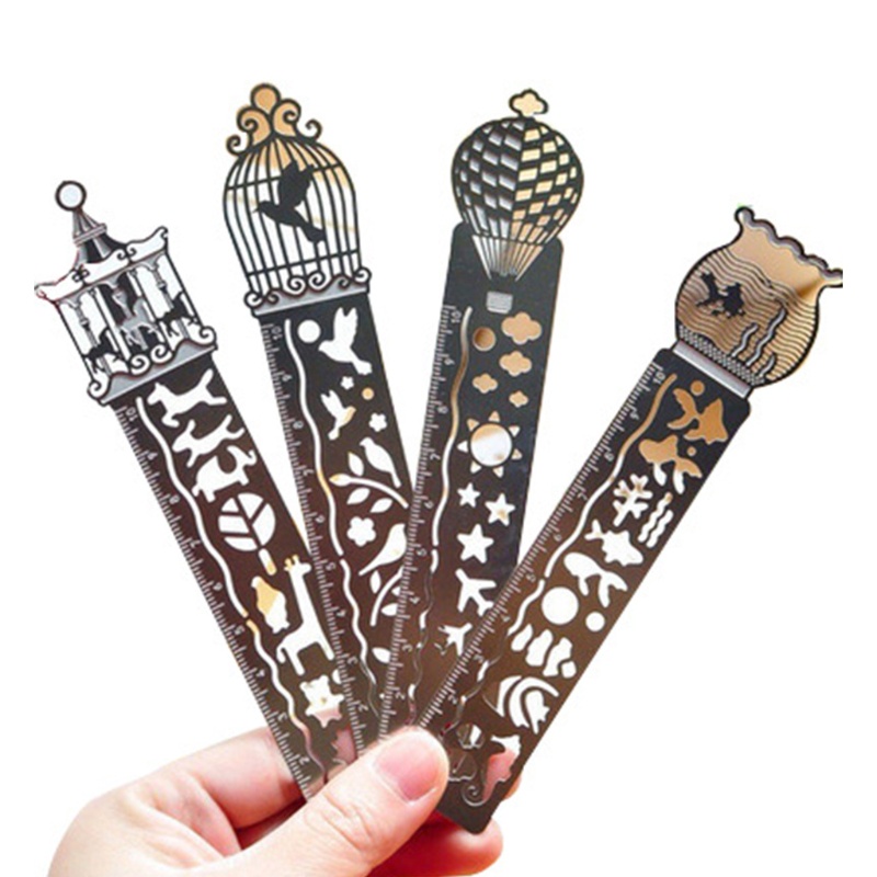 CHUA Creative Retro Metal Bookmark Unique Hollow-out Fish Tank-shaped Bookmark Metal Bookmark Exquisite Metal Bookmark Kits