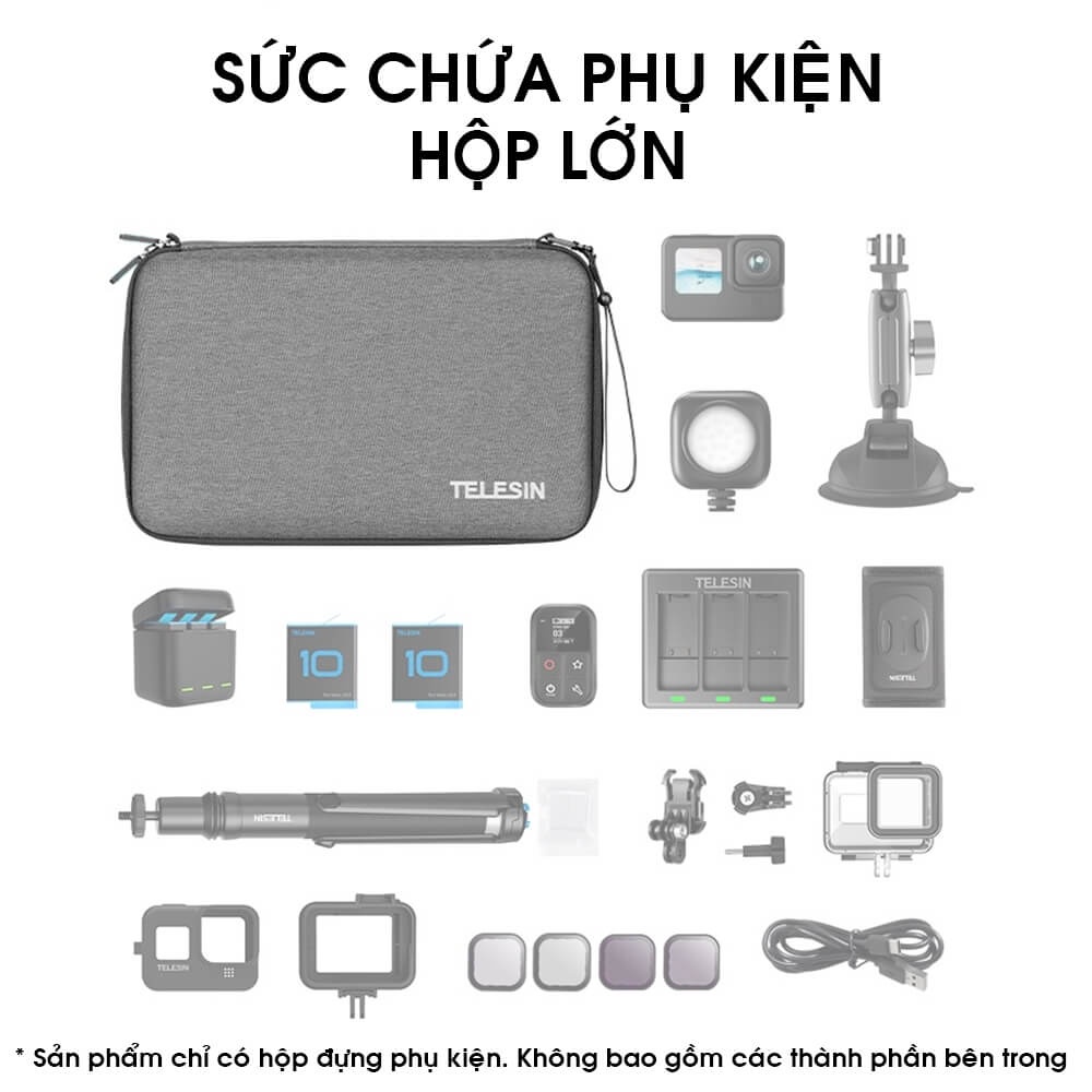 HỘP ĐỰNG PHỤ KIỆN GOPRO VÀ ACTION CAM TELESIN CHÍNH HÃNG