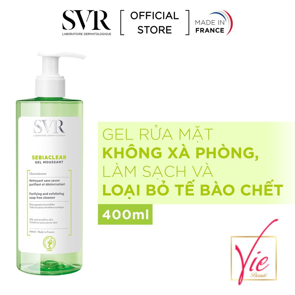 Sữa rửa mặt SVR Sebiaclear Gel Moussant làm sạch & loại bỏ tế bào chết - SVR SEBIACLEAR Gel Moussant 400ml