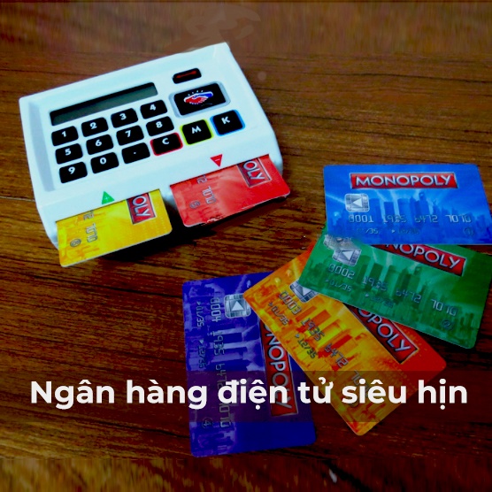 Cờ Tỷ Phú Monopoly 4.0 Có Máy Ngân Hàng điện tử quẹt thẻ ATM tự động,Bộ Board game monopoly