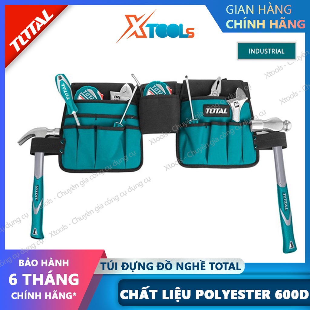 Túi đựng đồ nghề đeo lưng TOTAL THT16P2031 26x23cm, giỏ đựng dụng cụ phụ kiện polyester 600D có khoá cài siêu bền chắc