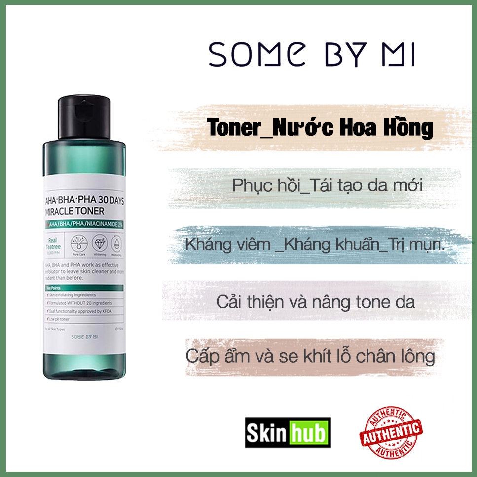 Nước hoa hồng hỗ trợ làm sạch mụn some by mi aha bha pha 30 days miracle toner 150ml skin hub | BigBuy360 - bigbuy360.vn