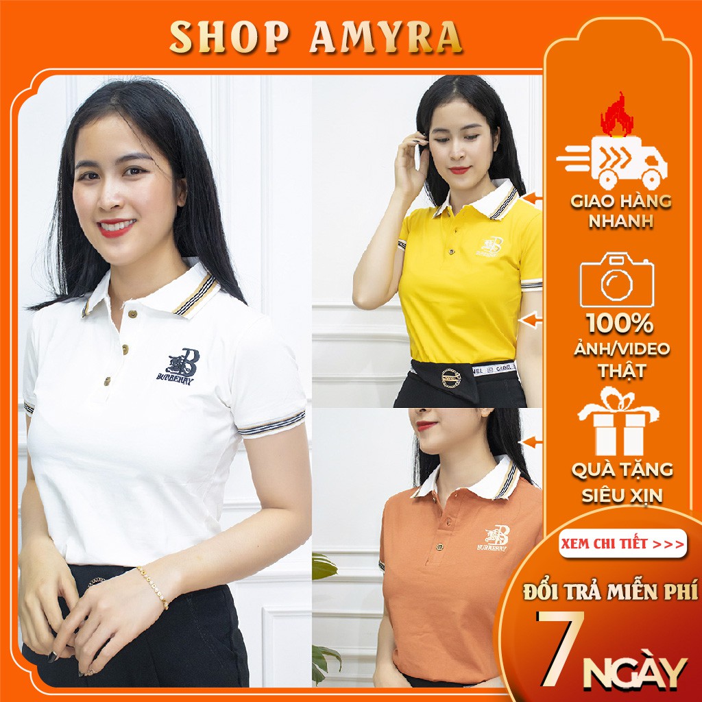 Áo polo nữ phông trơn có cổ sơ mi form vừa thoải mái AMYRA - Áo phông nữ có cổ Polo trơn tay ngắn cổ bẻ Bassic at017