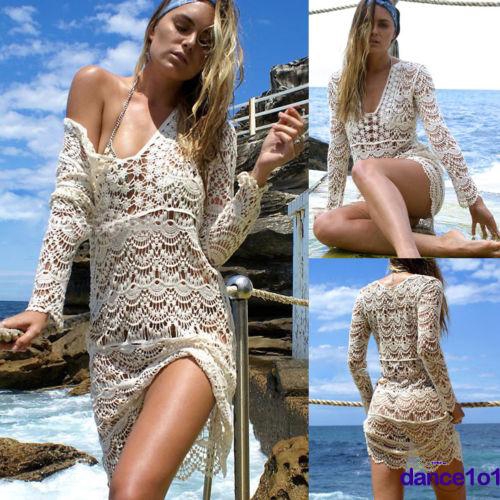 ☛☏❤Fashion Women Lace Crochet Bikini Cover Up Swimwear Summer Beach Dress Pool Bathing Sea