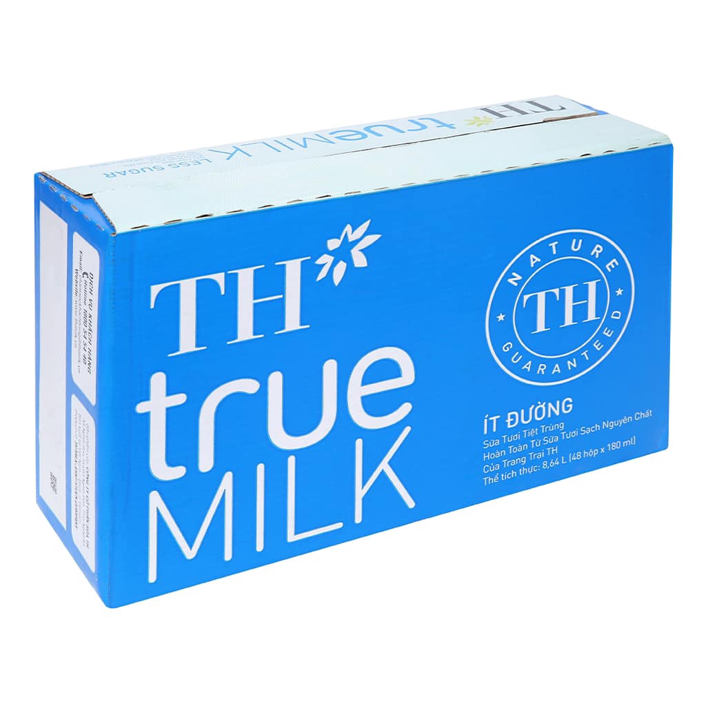 Thùng Sữa Tươi TH True milk 180ml ít đường