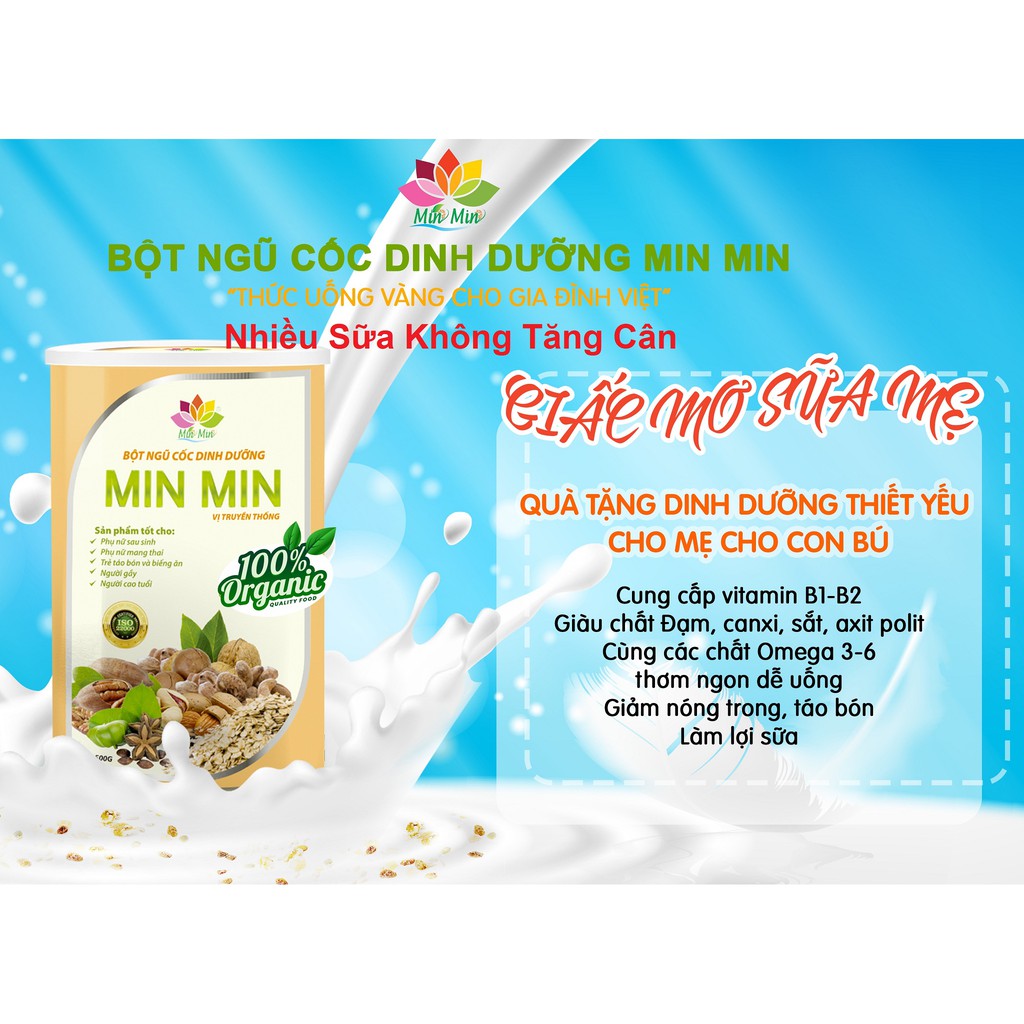 Ngủ Cốc Lợi Sữa Min Min 💖FREE SHIP💖 Ngũ Cốc Dinh Dưỡng Nhiều Sữa Mẹ Sau Sinh Bà Bầu