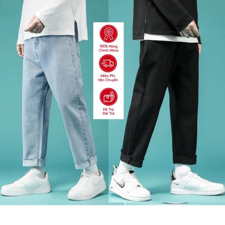 ✤☎" RẺ VÔ ĐỊCH Quần Jean Nam, Baggy rách gấu, đen full ống xuông rộng style hàn quốc 2022-XX MKENS FASHION! *