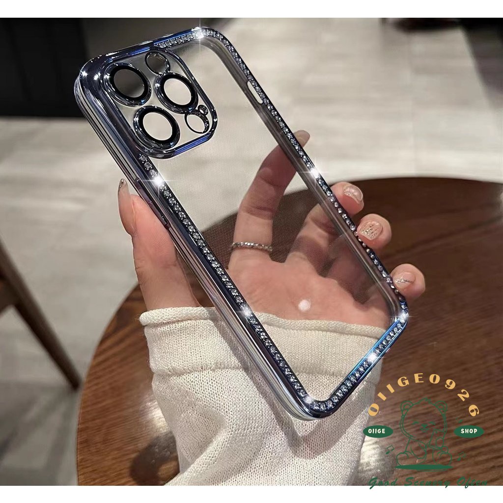 Ốp Điện Thoại Mềm Mạ Điện Họa Tiết Ngôi Sao Viền Kim Cương Cho Iphone 14 13 12 11Pro Max