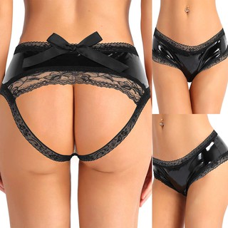 Korean Style Plus Size Lingerie Sexy Leather Panties Women Lace Hollow Out Briefs Underwear