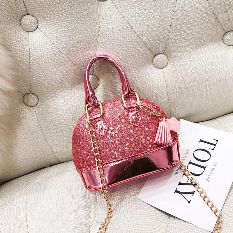 Túi xách mini đính kim tuyến và tua rua điệu đà cho bé