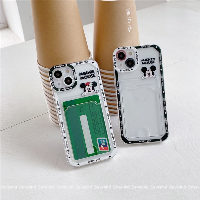 Ốp Điện Thoại Mềm Trong Suốt Có Ngăn Đựng Thẻ Cho iPhone 14 13 12 11 Pro Max X XR Xs Max 8 7 6 6s Plus SE 2020