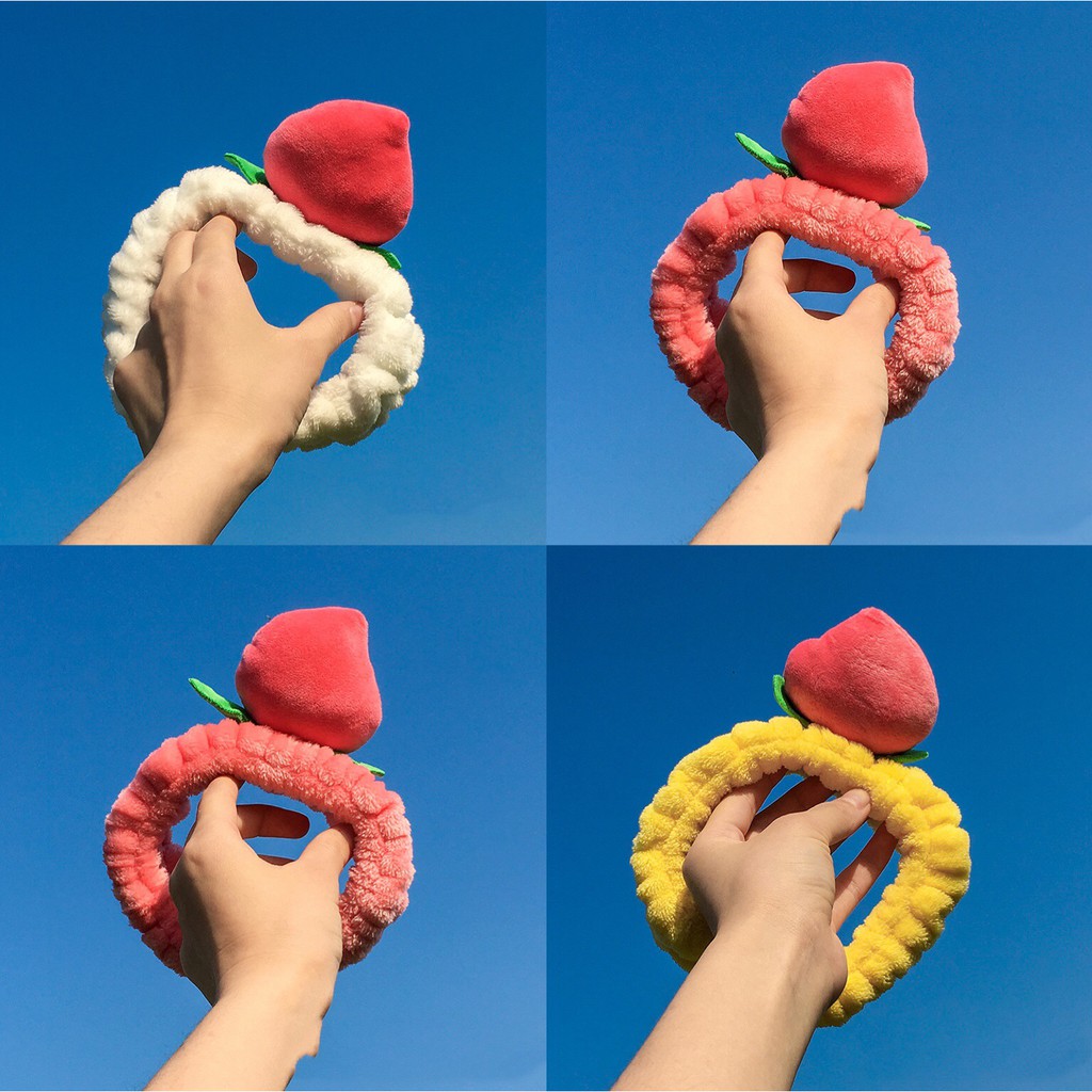 Băng Đô Turban Quả Đào 3D Peach Vải Bông Nhung Dày Dặn Siêu Mềm Mướt Cute