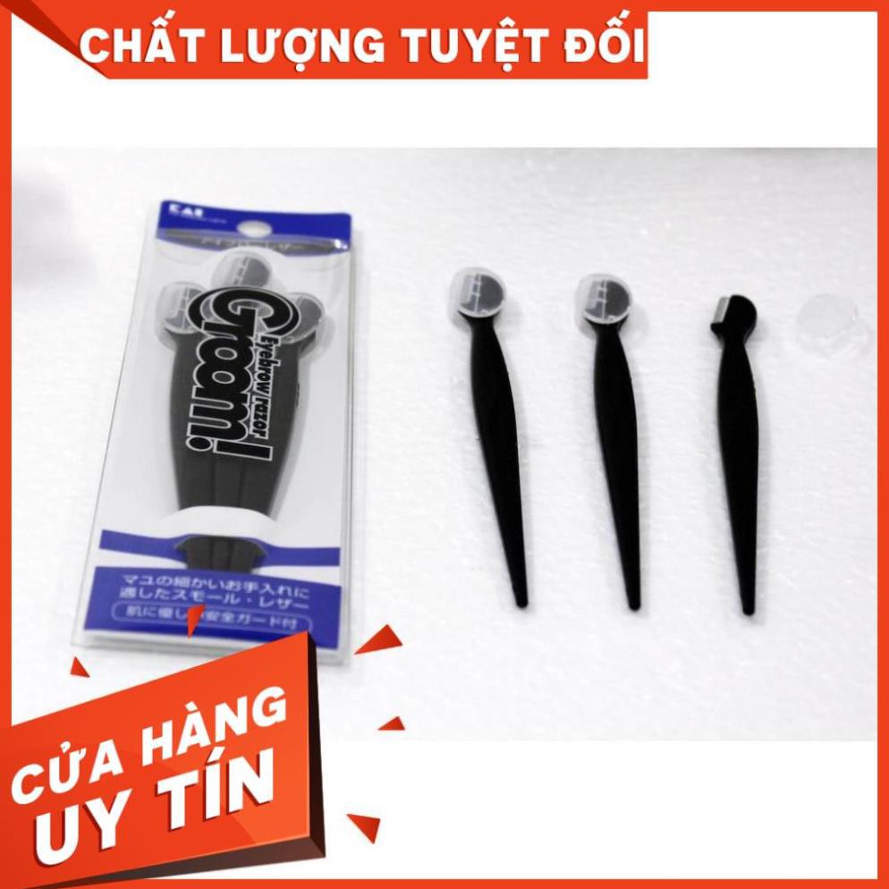 Freeship Set 3 dạo cạo lông mày cán dài KAI (màu đen) Chính Hãng