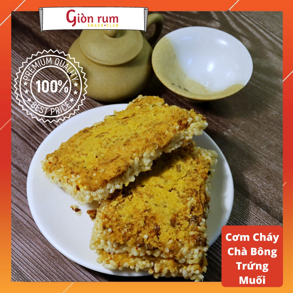 Cơm Cháy 3 Miếng Chà Bông Trứng Muối Ngon Nhà Làm- Hút Chân Không - Siêu Sạch - Đồ Ăn Vặt - Giòn Rụm Snack Club