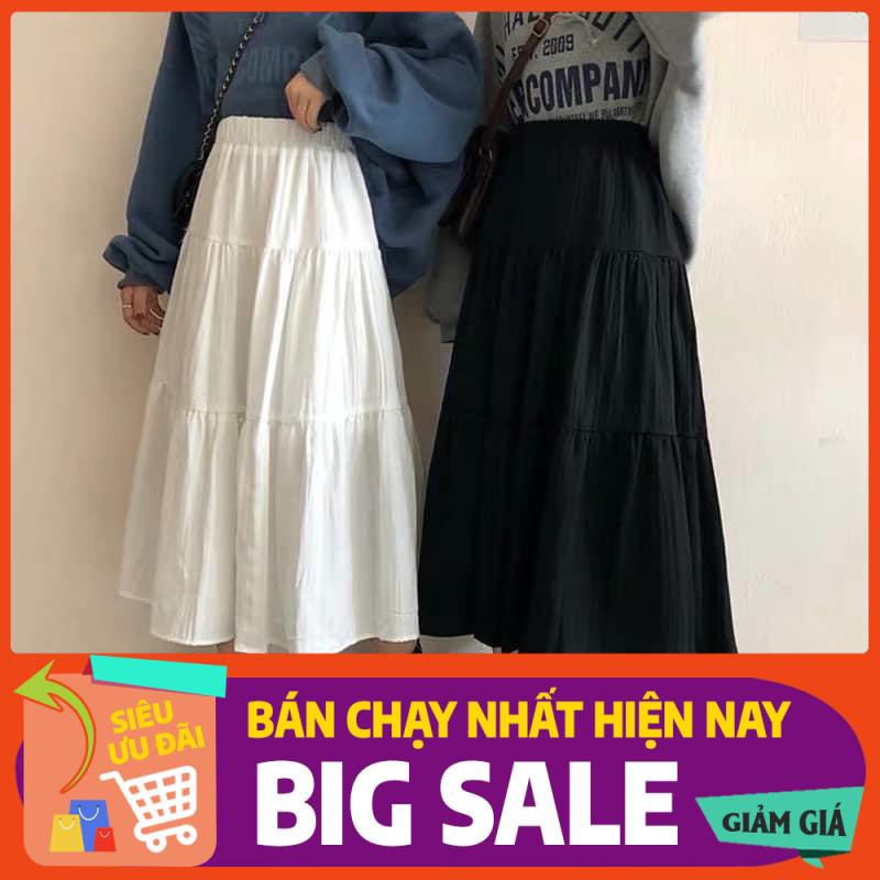 [BÁN SỈ] Chân Váy Voan Midi 3 Tầng Ulzzang Lưng Thun Siêu Dễ Thương