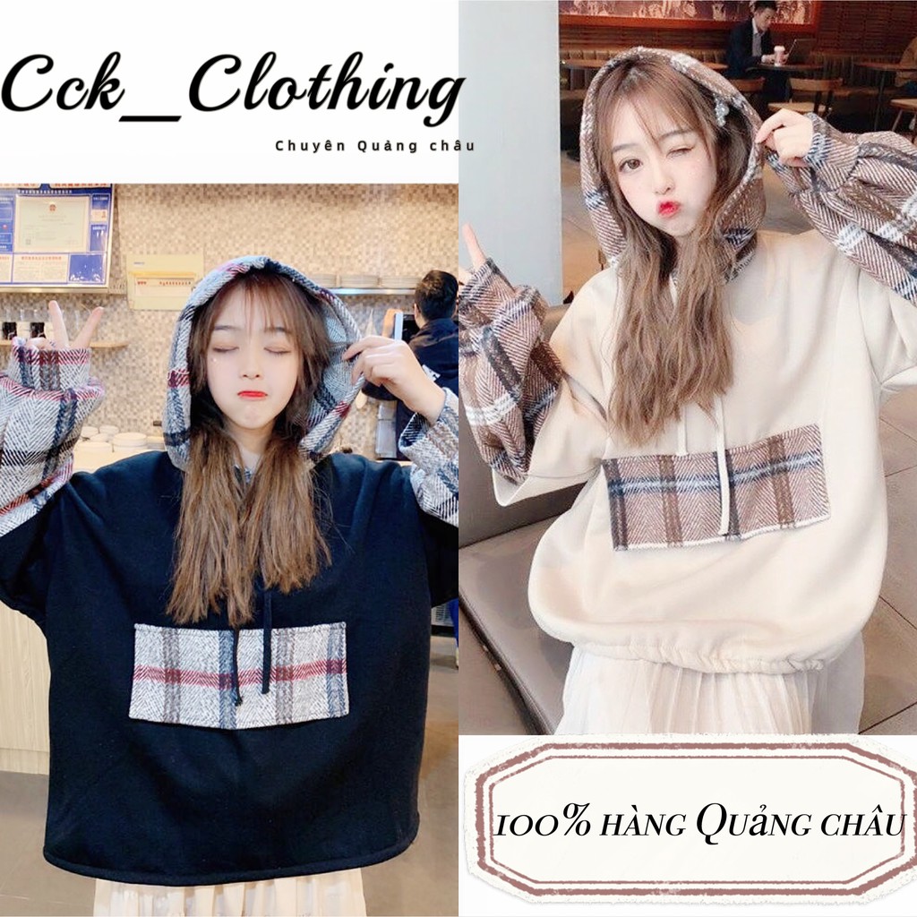 Áo hoodie, áo nỉ bông có mũ siêu ấm tay phối dạ form rộng phong cách ulzzang trẻ trung năng động_M14