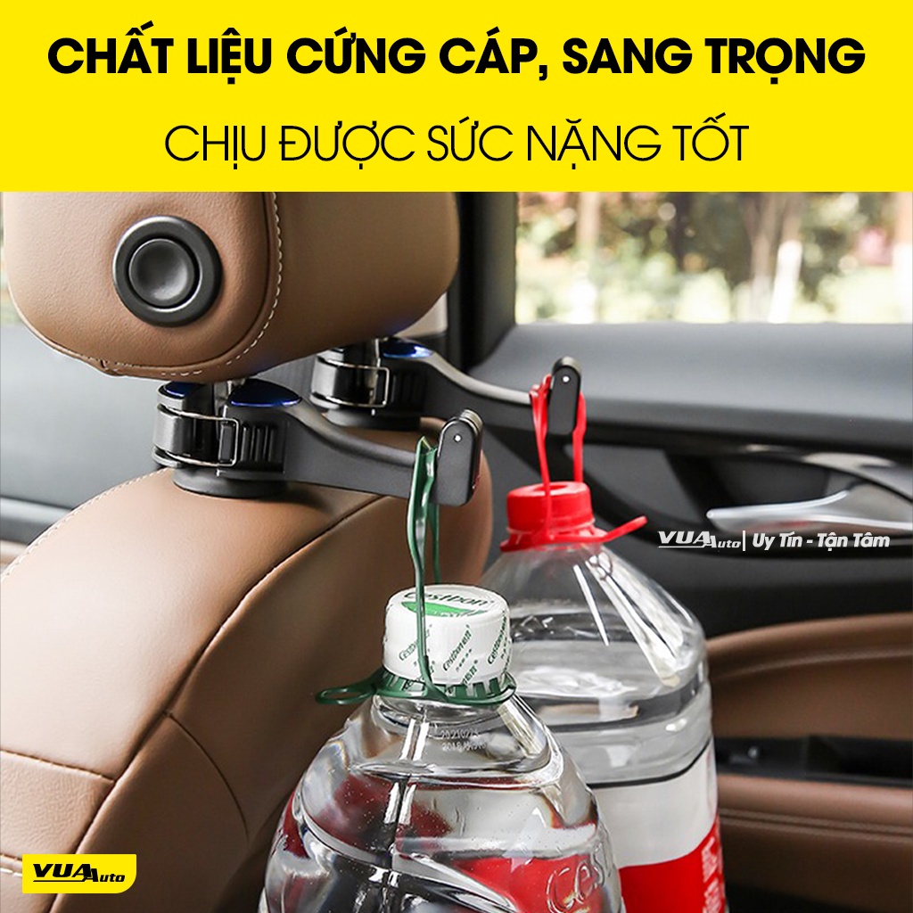 Móc treo đồ trên ô tô gài trước sau ghế VuaAuto kèm giá đỡ kẹp điện thoại trên xe tiện lợi thiết kế chắc chắn cao cấp