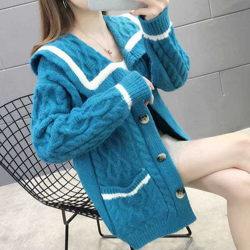 Áo Khoác Len Cardigan Dệt Kim Rộng Rãi Mùa Xuân Và Mùa Thu Của Phụ Nữ Mới