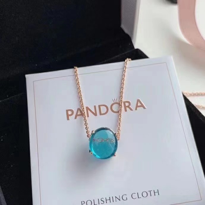 Pandora Dây Chuyền Mạ Bạc 925 Đính Đá Quý Sang Trọng