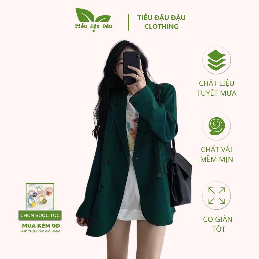 Áo Vest blazer xanh dài tay hot hit mix sooc và thun cực trẻ trung năng động