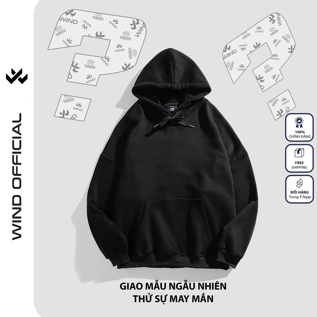 Áo khoác hoodie nữ WIND unisex form rộng nam nữ nỉ Ngẫu Nhiên thử sự may mắn oversize