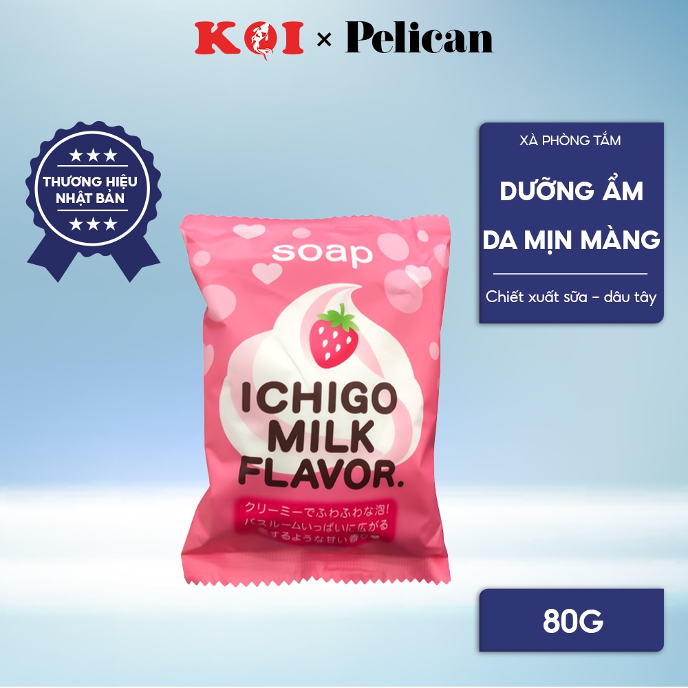 Xà phòng tắm chiết xuất từ sữa và dâu tây Pelican Ichigo Milk Flavor 80g