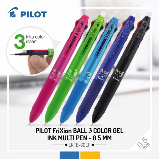 BÚT BI XÓA 3 NGÒI PILOT Frixion ball 3 colors 0.5mm