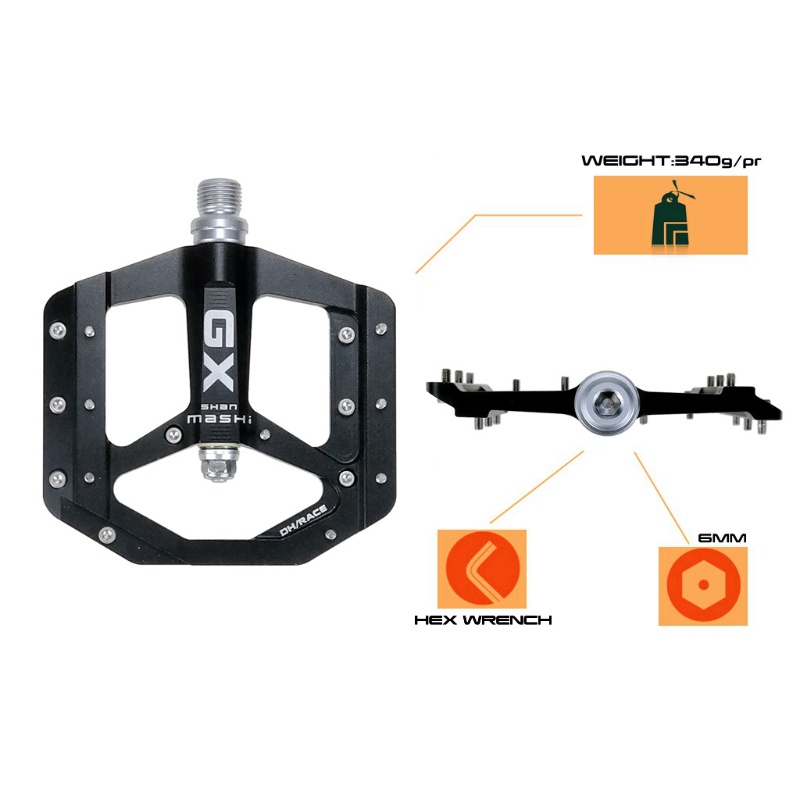 1 Cặp Bàn Đạp 3 Vòng Bi Phẳng Bằng Hợp Kim Nhôm Chống Trượt Cho Xe Đạp Leo Núi