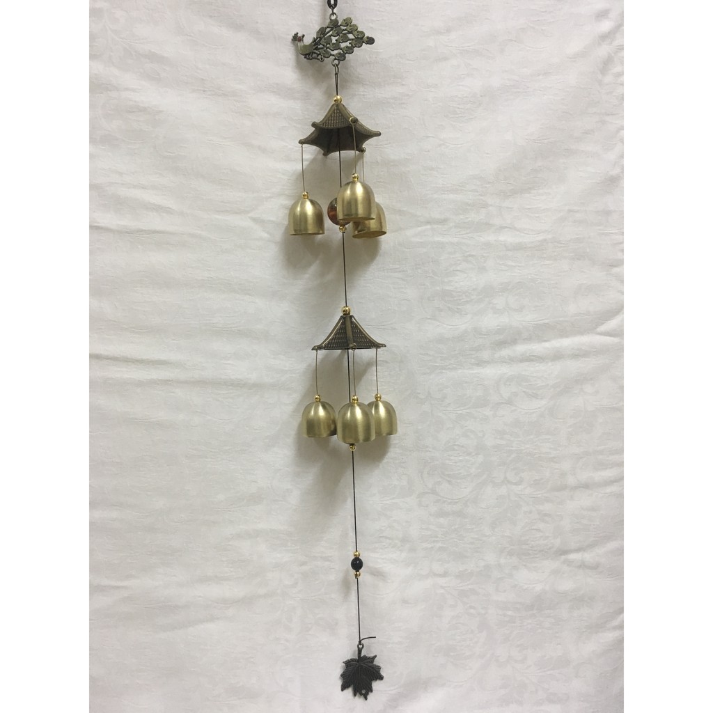 Chuông gió Chim công 2 tầng 2 mái 8 chuông phát lộc CG33