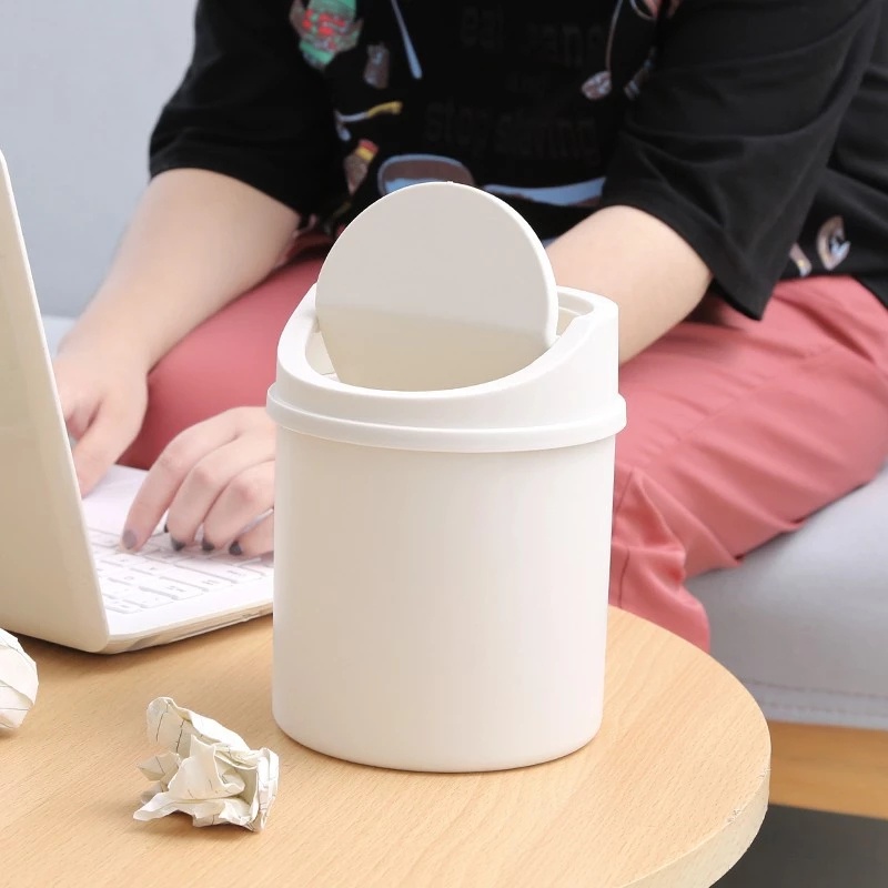 Thùng rác cỡ nhỏ để bàn Có Nắp Và Kéo Tiện Dụng Cho Gia Đình / Văn Phòng