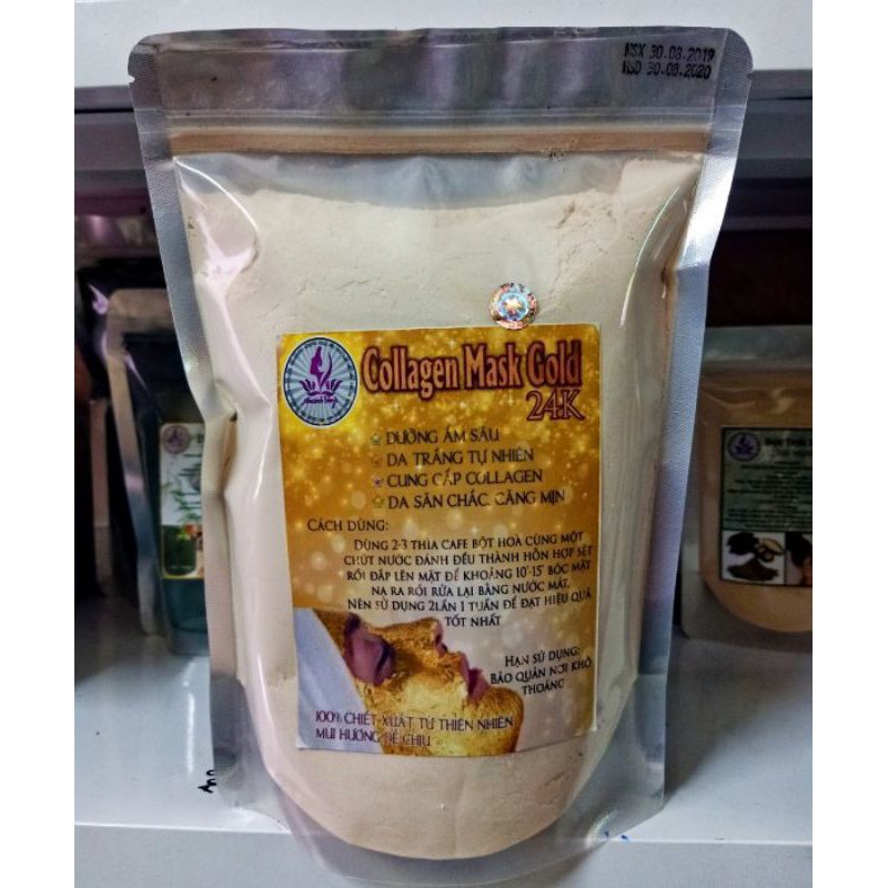 1kg mặt nạ dẻo collagen vàng sâm 24k handmade