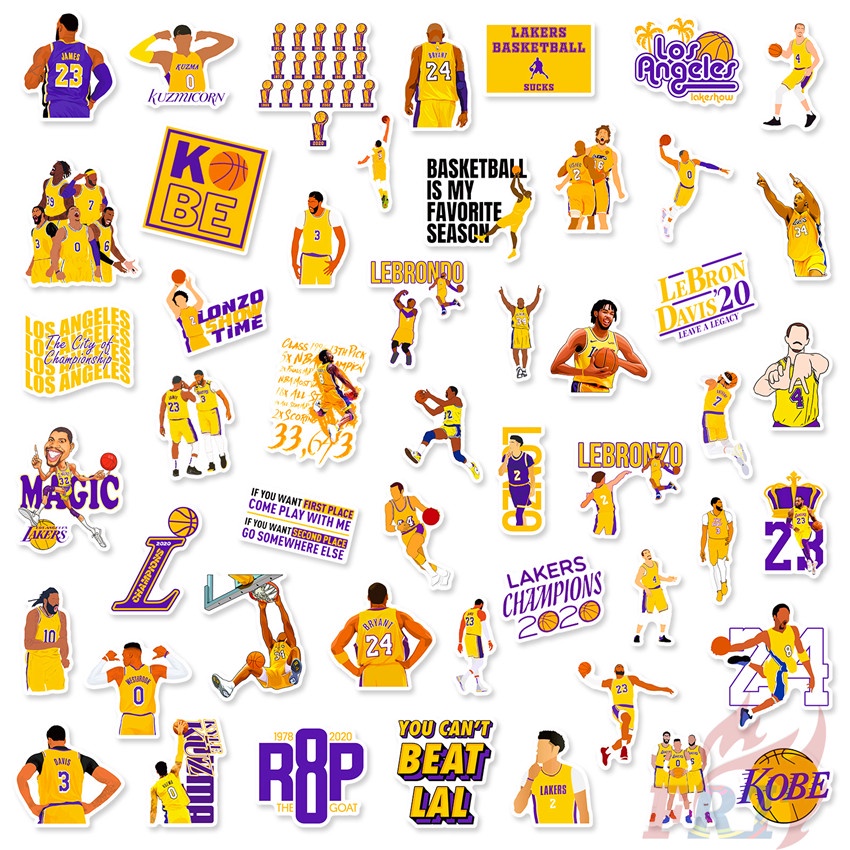 ❉ Miếng Dán Hình Los Angeles Lakers - NBA Teams Series 02 ❉ Bộ 50 Miếng Dán Chống Thấm Nước Hình Bóng Rổ Thời Trang