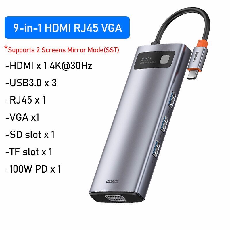 Bộ Hub mở rộng Baseus Metal Gleam 2 Series 4K60Hz