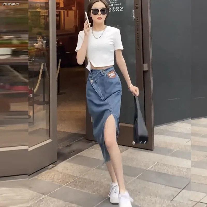 Chân Váy Jeans Xẻ Tà Thời Trang Cho Nữ