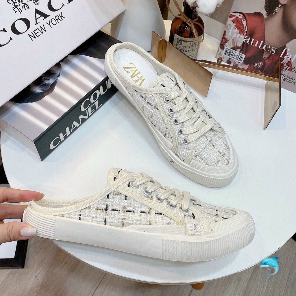 Giày Sục ZaRa , Sục Đạp Gót, Sục 𝐌lb Đạp Gót Kiểu Dáng Trẻ Đẹp Siêu Hót Màu Kem Minhtushoes | BigBuy360 - bigbuy360.vn