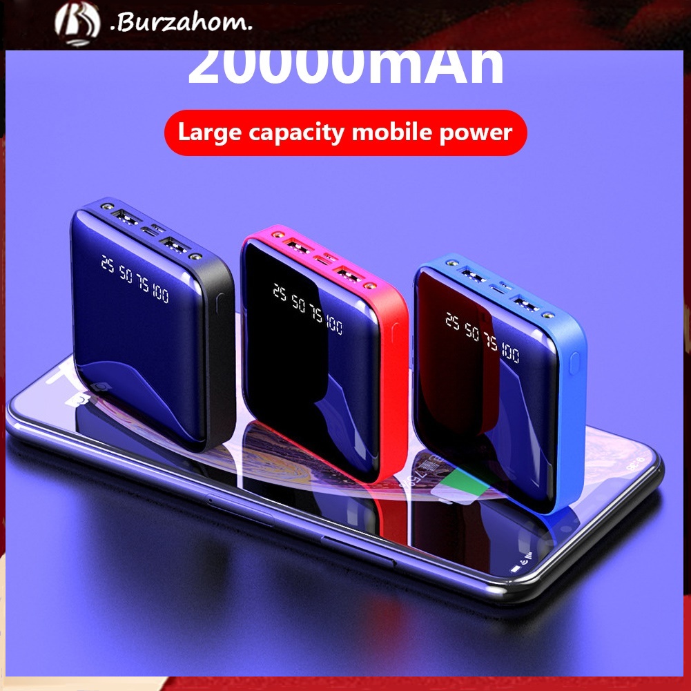 Cục Sạc Dự Phòng Hai Cổng USB Có Đèn LED 10000/20000mAh Mang Đi Tiện Dụng