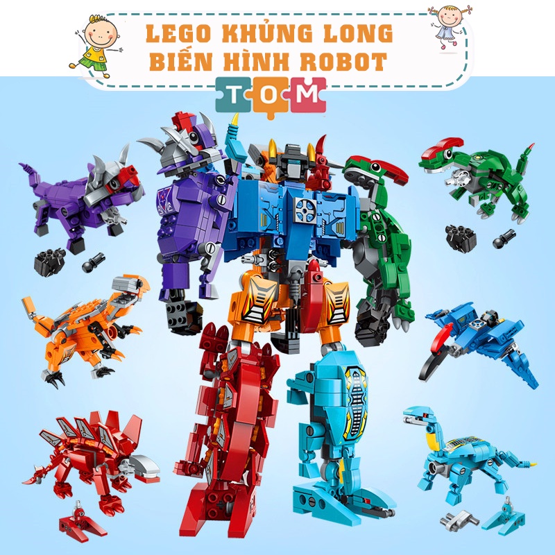 Lego khủng long đồ chơi 6 in 1 - Robot khủng long biến hình lắp ghép lego