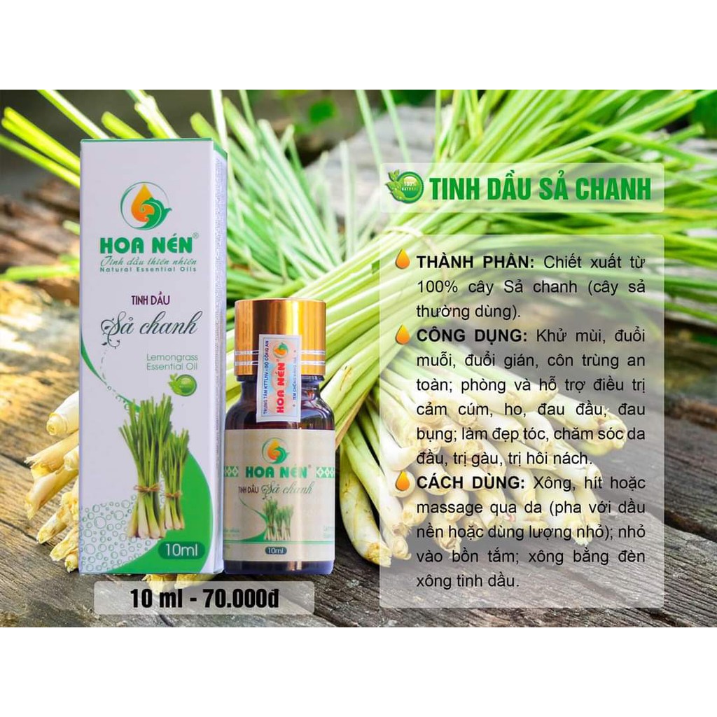 Tinh Dầu Sả Chanh HOA NÉN 100ml - Khử Mùi, Kháng Khuẩn, Thanh Lọc Không Khí, Đuổi Côn Trùng, Thư Giãn | KELLY BEAUTY