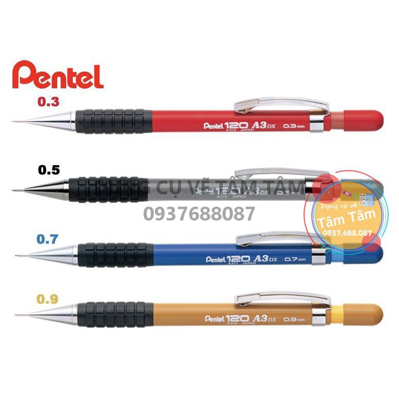 [ TÂM TÂM ]-Chì bấm Pentel A313 - sử dụng Ngòi 0.3 (Hàng Nhật)-