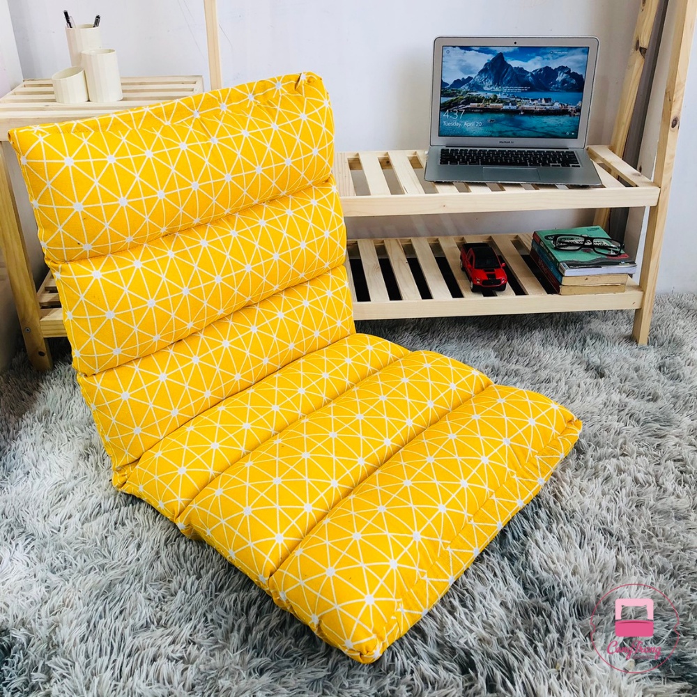 Ghế Lười Hạt Xốp Tựa Lưng, Ghế bệt Tatami kiểu nhật Vải Thổ Cẩm điều chỉnh 5 cấp độ, Chịu trọng lượng 180kg