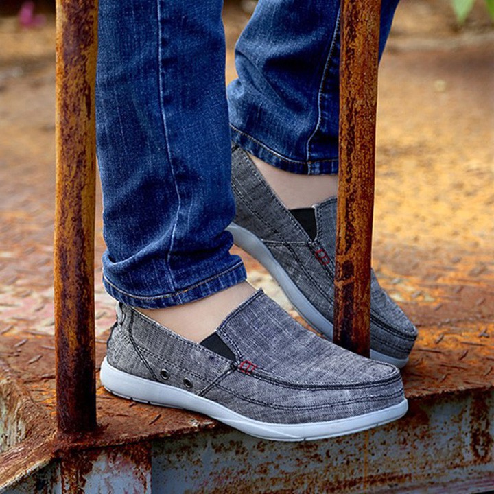 giày lười vải thô cá sấu walu chambray đi bộ, đi chơi, đi làm, chống hôi chân cho nam | BigBuy360 - bigbuy360.vn